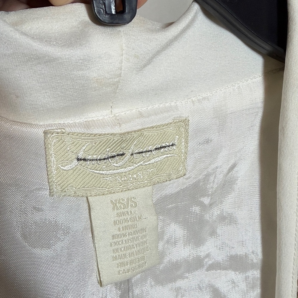 NWOT Lucky Brand Legend Emma Beaded Silk Jacket White Pink Orange Size XS / S - Picture 5 of 8